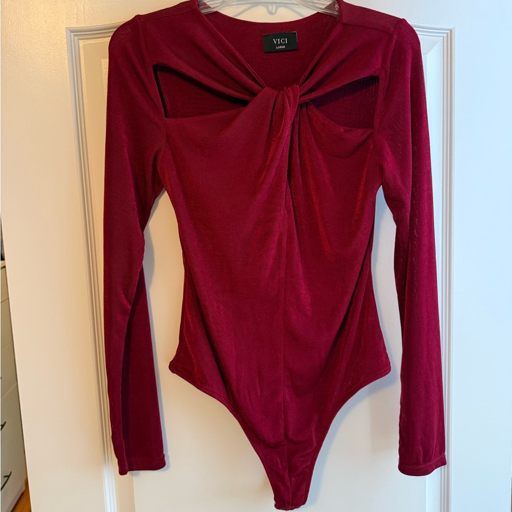 VICI Red Long Sleeve Bodysuit
